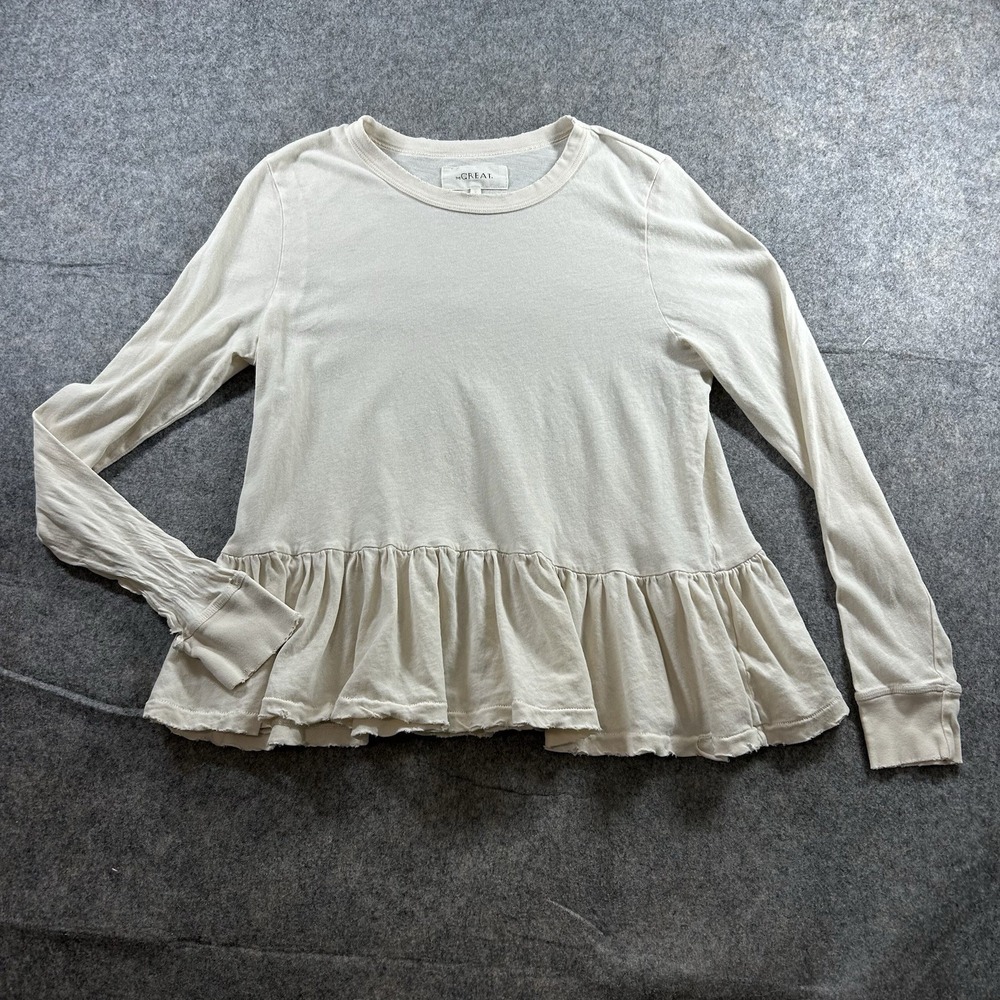 The Great Peplum Top Womens Size 1 US Small Cream White Flaws